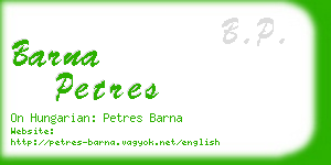 barna petres business card